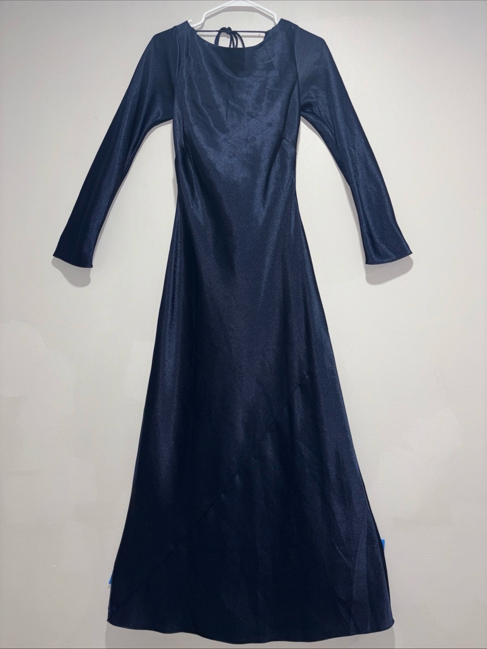 Abercrombie & Fitch Long-sleeve Cowl Back Slip Maxi Dress Women’s Size S Navy